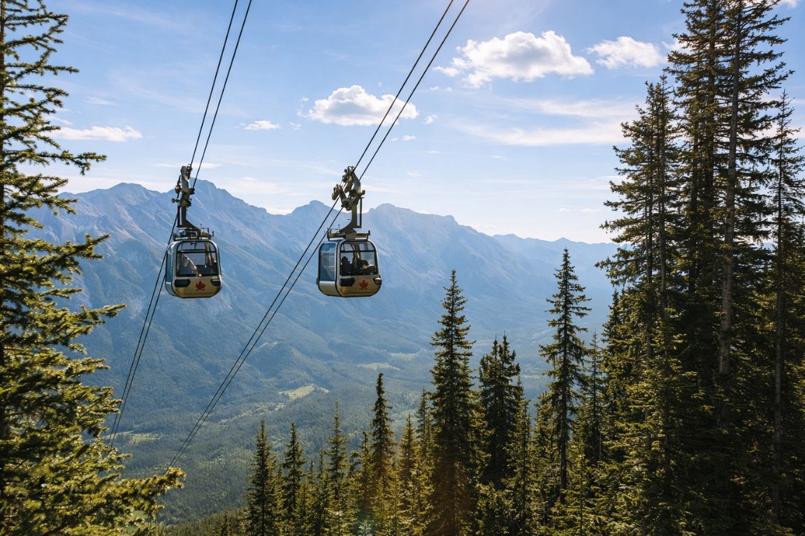 Banff Gondola ride offering sweeping views of the Rocky Mountains during a Banff National Park Tours adventure